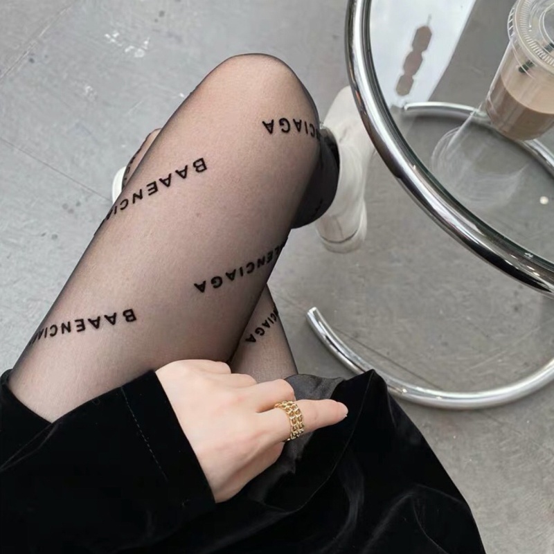 Xiangbao Quần Tất Mỏng Mùa Xuân Hè Co Giãn Họa Tiết Chữ Thăng Hoa Vintage Harajuku Quyến Rũ Cho Nữ