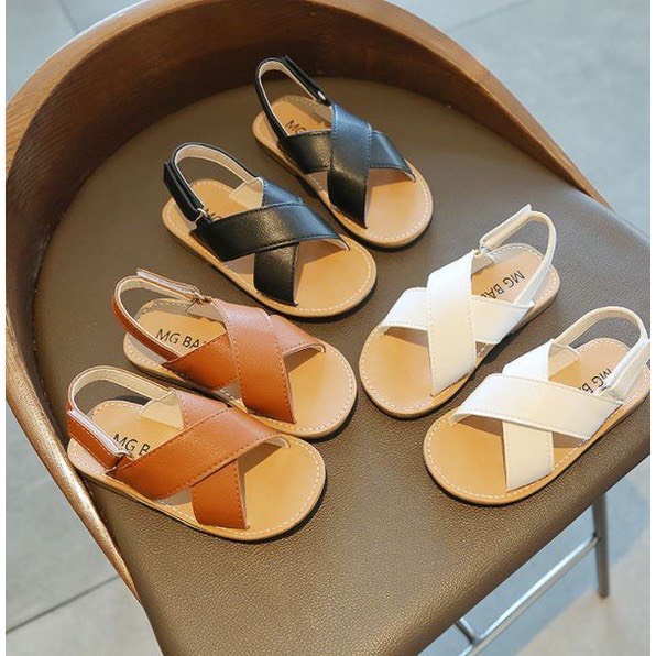 Sandal cho bé trai bé gái quai chéo có quai dán da đi học, đi chơi đé chống trượt, siêu mềm (V532)