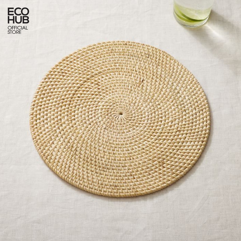 Lót đĩa ECOHUB Bằng Mây Guột bàn ăn (D35cm) Sang trọng (Artesia Natural Round Placemat) | EH014