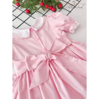 ĐẦM SMOCK ANNIE HỒNG PHẤN CỔ VIỀN REN