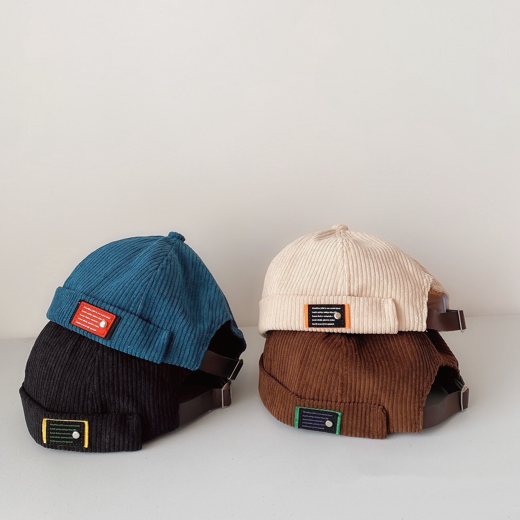 Mũ lưỡi trai vải nhung phối da phong cách hip hop cá tính dành cho gia đình