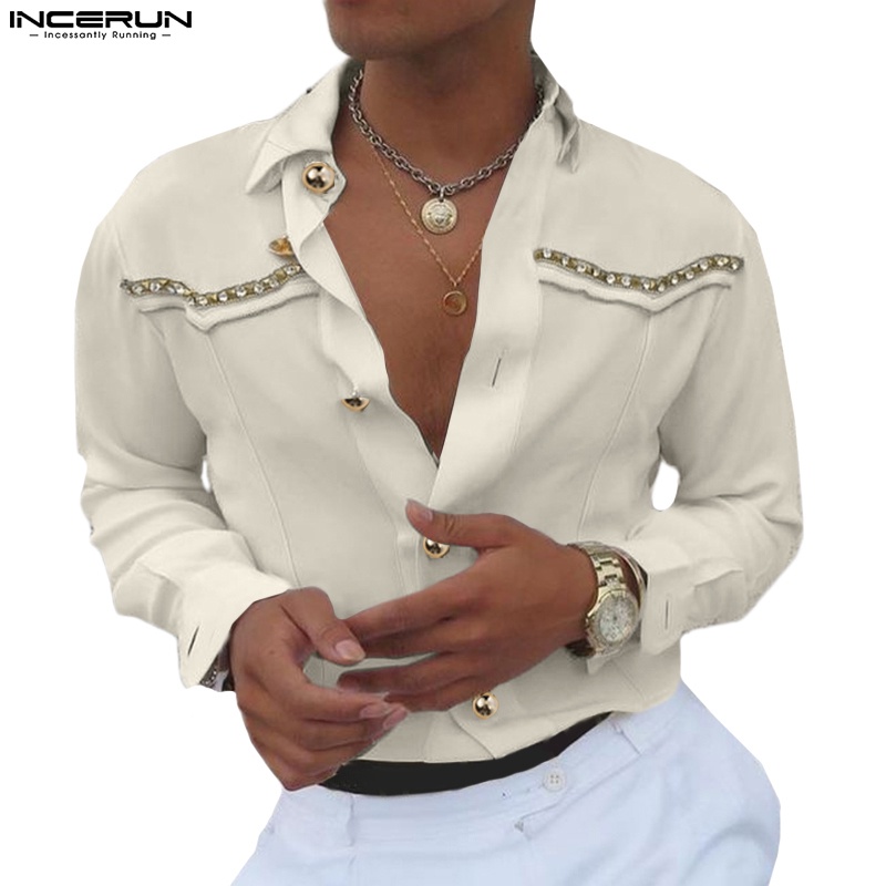 Áo sơ mi INCERUN tay dài thời trang dành cho nam