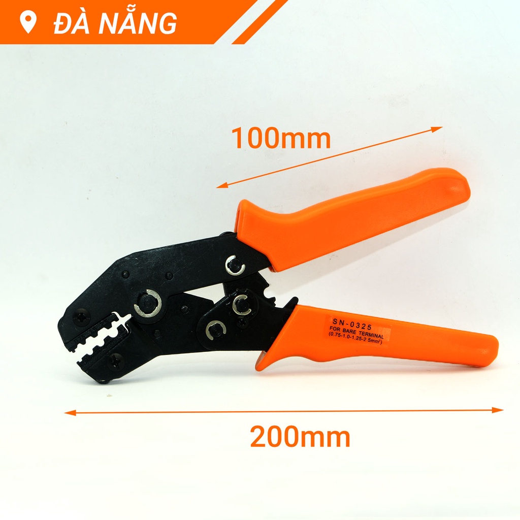 Kìm bấm cos tròn và cos chỉa trần đầu 0325 cho dây Φ 0.8-1.6mm hay thiết diện 0.75-2.5 mm² 20-14 AWG