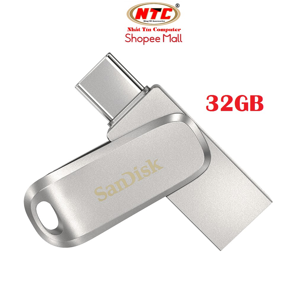 USB OTG Sandisk Ultra Dual Drive Luxe USB Type-C 3.1 32GB 150MB/s - Vỏ kim loại cao cấp (Bạc)