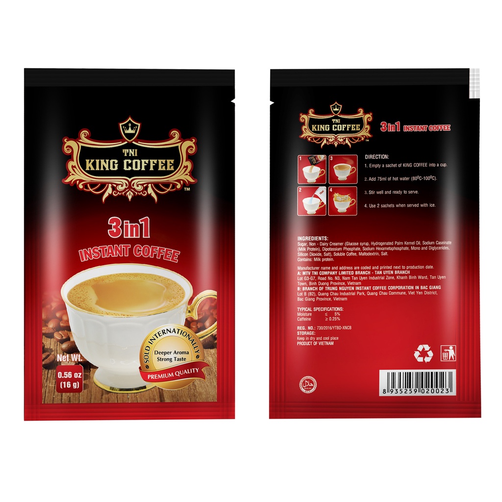 Cà phê hòa tan 3 in 1 TNI KING COFFEE /Cofe/Cafe cao cấp HSD 05/2023