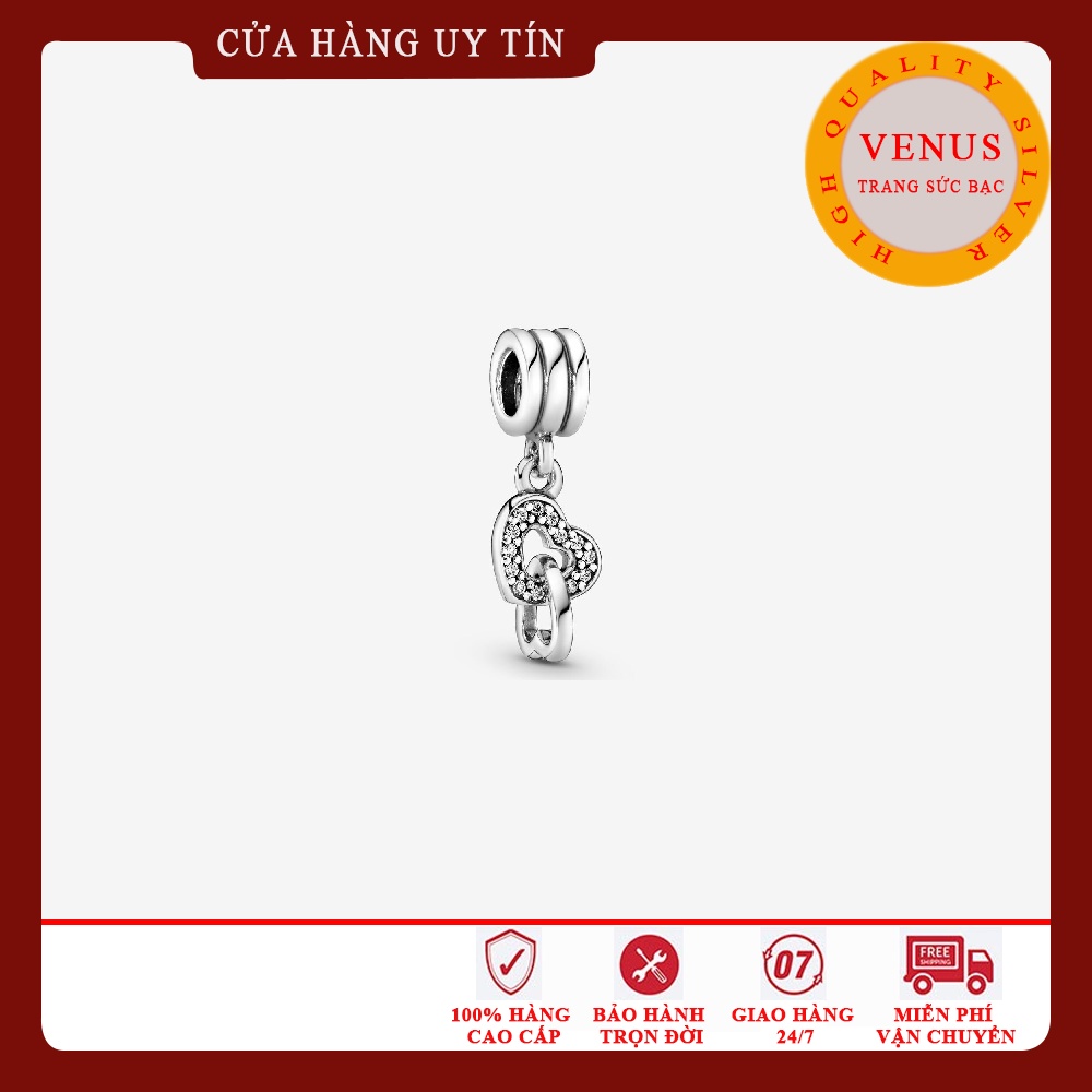 Charm treo tim đôi- Trang sức bạc VENUS
