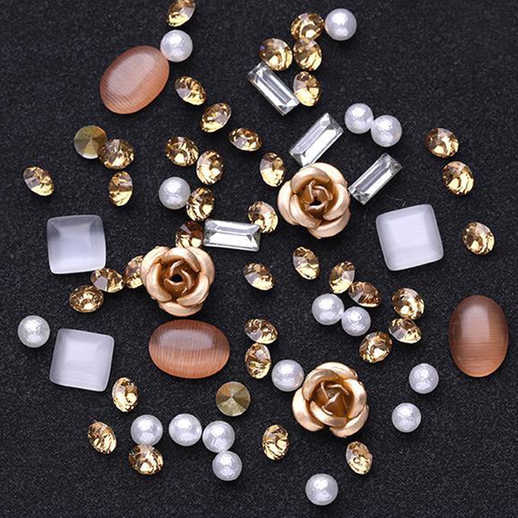 [Hàng mới về] Hộp Phụ Kiện Đá Nhân Tạo Trang Trí Móng Tay 3D Lấp Lánh Thời Trang DIY