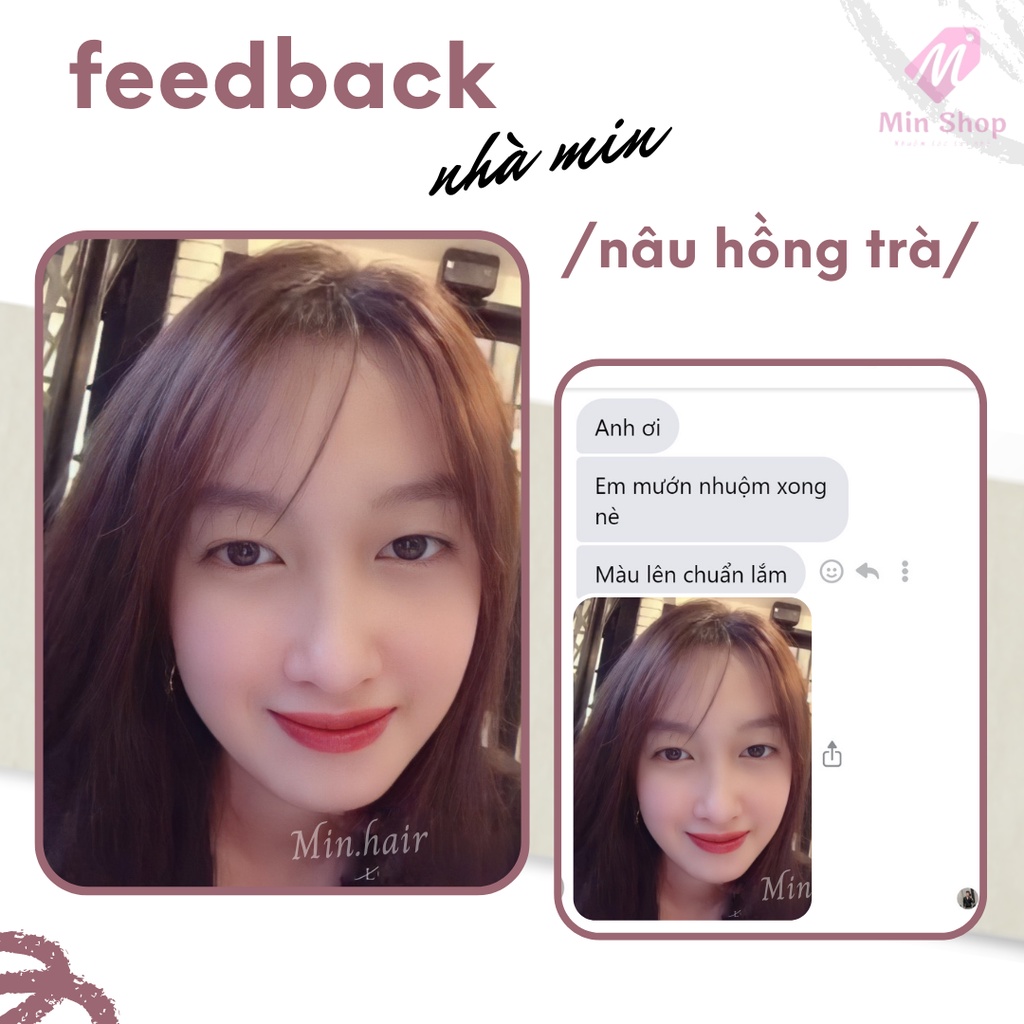 Thuốc nhuộm tóc nâu, thuốc nhuộm tóc Nâu Hồng Trà, MINHAIR, tặng kèm oxy trợ dưỡng và bao tay