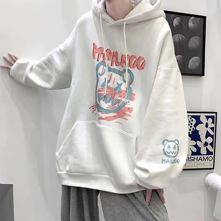 Áo Hoodie Dáng Rộng In Họa Tiết Độc Đáo Thời Trang Mùa Đông Cho Nam 3 Màu Size M-5Xl