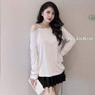 áo thun nữ dài tay 2 dây hở vai vai điệu đà