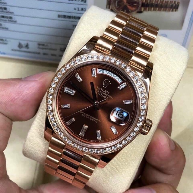 Đồng Hồ Nam Rolex Sapphire R352 Máy cơ Automatic Viền Đá Chống Xước, Chống Nước TUYỆT ĐỐI