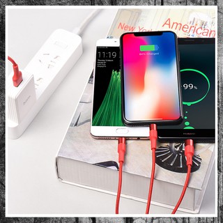 Cáp Sạc 3 Đầu Hoco X26 Lightning Micro-USB Type C Dài 1 Mét