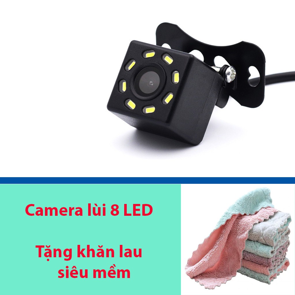 Camera lùi, dùng làm camera lùi xe tải, xe khách, xe con, 8 Led, giắc AV, chống nước, thang chia khoảng cách