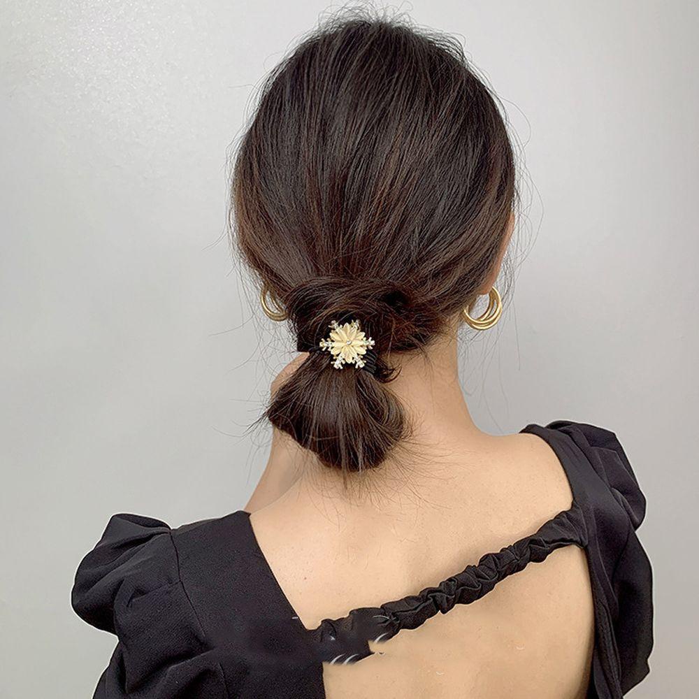 NICKOLAS Dây Buộc Tóc Hình Bông Tuyết / Vuông Bằng Kim Loại Phong Cách Retro Cho Nữ