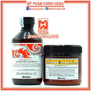 DẦU GỘI CHỐNG RỤNG DAVINES ENERGIZING VÀ DẦU XẢ THỰC VẬT DAVINES NOURISHING 250ML - CHÍNH HÃNG