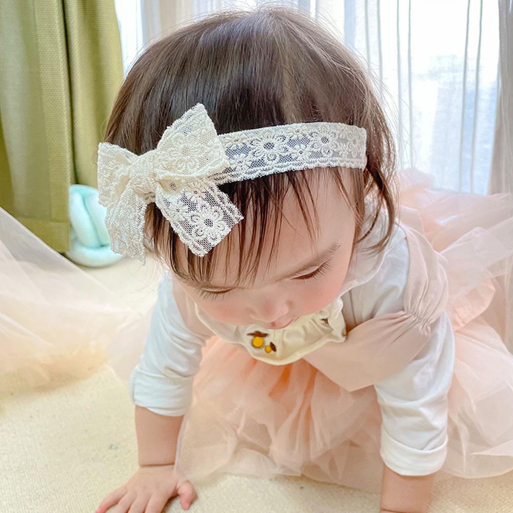 Băng Đô Nơ Ren Trắng Kiểu Công Chúa Lấp Lánh Ngọt Ngào Cho Bé Gái 3-12 Tháng Tuổi
