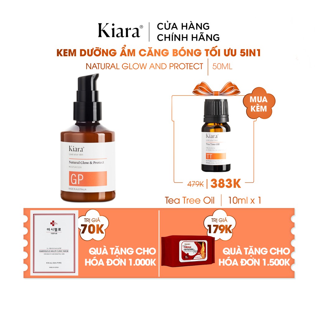 [Mã FMCGMALL -8% đơn 250K] Kem dưỡng ẩm phục hồi da Kiara Natural Glow & Protect | 50ml