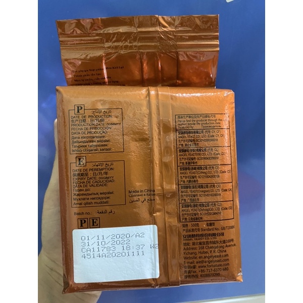 500gr men khô, men nở ANGEL dùng làm bánh mì, bánh bao, bánh gối siêu nở
