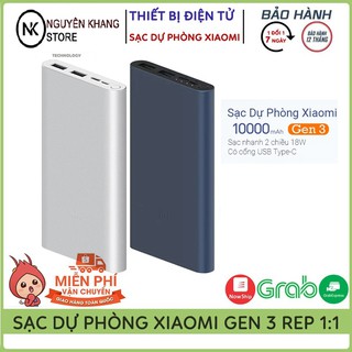 Sạc dự phòng xiaomi gen 3 - 10000mah hỗ trợ sạc nhanh 18w, 2 cổng sạc usb tiện dụng, bảo hành 12 tháng lỗi 1 đổi 1
