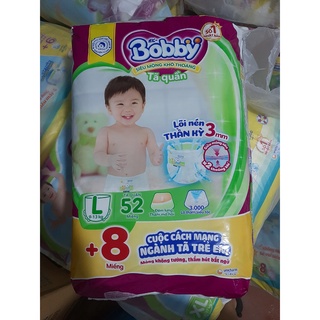 Bỉm Bobby tã quần (Cộng Miếng) đủ Size M60+8,L52+8,XL48+8,XXL30....mẫu mới