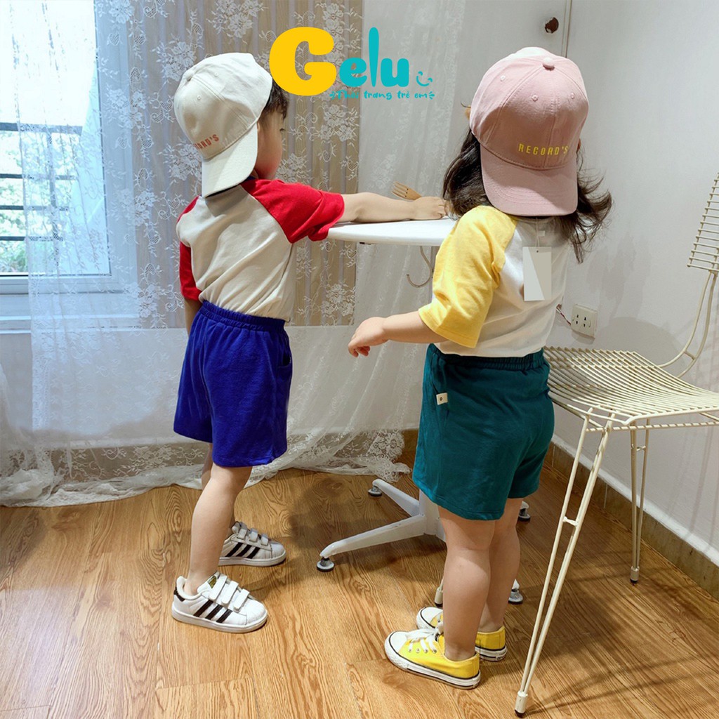 Bộ quần áo cộc tay cho bé trai bé gái chất cotton mềm thoáng mát phối màu thể thao - GELU SBU002