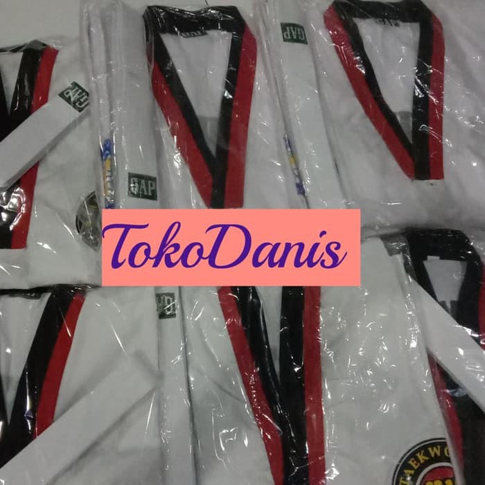 Bộ Đồng Phục Tập Võ Taekwondo Cổ Đứng Màu Đỏ Đen Cho Bé Srgm562