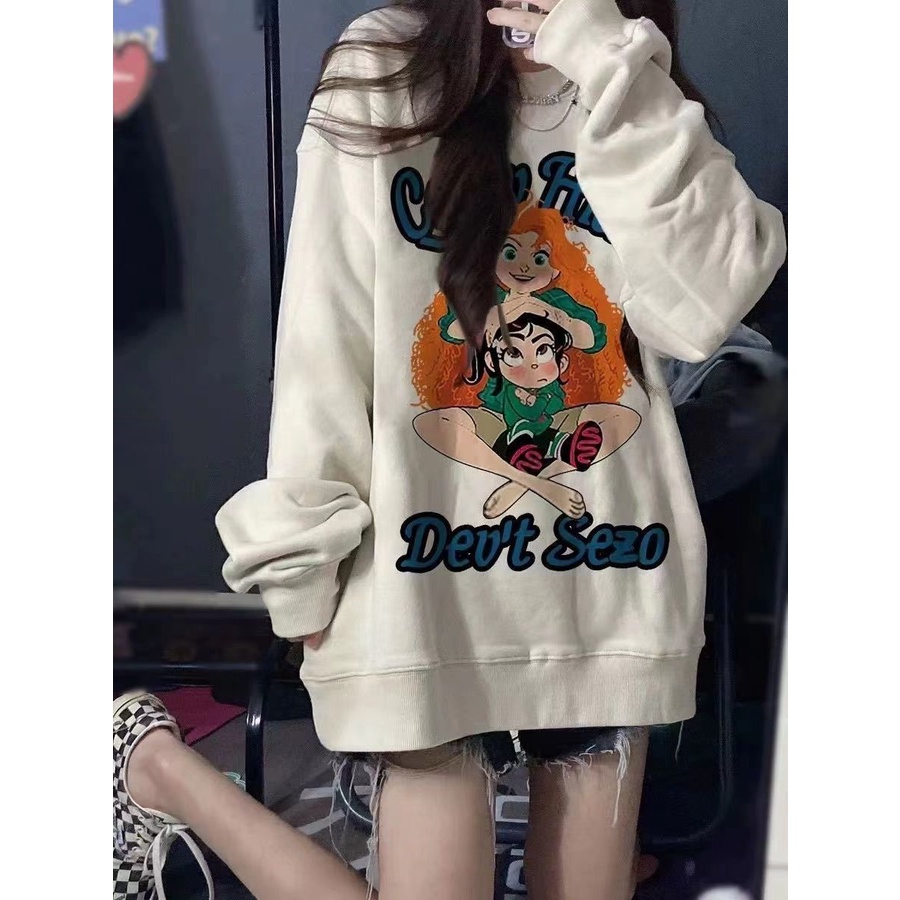 Áo sweater Dáng Rộng In Họa Tiết Hoạt Hình Thời Trang Mùa Thu Cho Nam Và Nữ