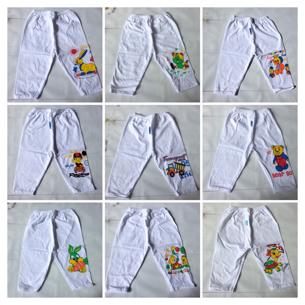 Set 5 Quần DÀI in hình Baby Bosini (hàng đẹp)/ Quần dài trắng in hình cho bé