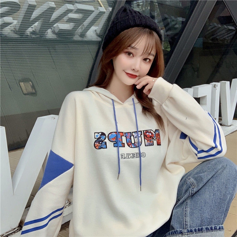 ZHELIHANGFEI Áo Hoodie Dài Tay Dáng Rộng In Hình Hoạt Hình Anime Dễ Phối Đồ