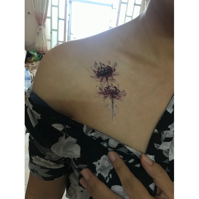 Hình xăm dán hoa bỉ ngạn màu 10x6cm