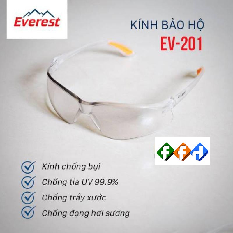 Kính bảo hộ Everest EV201 mắt kính trắng,Kính chống tia UV,chống bụi,chống đọng sương, Bảo vệ mắt khi đi xe máy,lao động