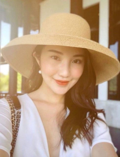 Mũ cói lồng đèn cói trơn siêu sang chảnh