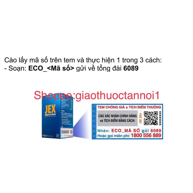 Combo 2 hộp JEX MAX MẪU MỚI -hỗ trợ giảm viem khớp, bổ khớp, tái tạo sụn khớp (jexmax natural joint pain relief mỹ usa
