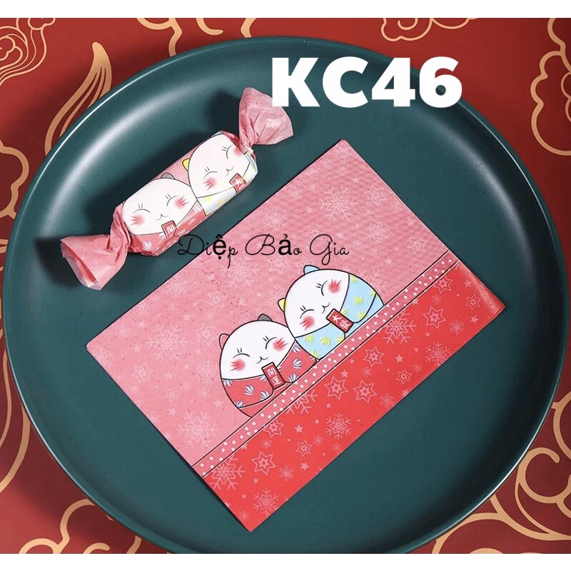 Giấy gói kẹo socola/Nougat Mèo Đôi KC46 - 100c