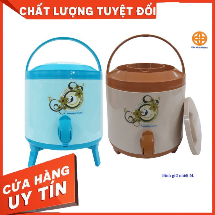 Bình Giữ Nhiệt Có Vòi Rót Và Quai Xách Nhựa Việt Nhật Loại To Cao Cấp 6L - 8L - 10L Thùng đá giữ nhiệt Cao Cấp