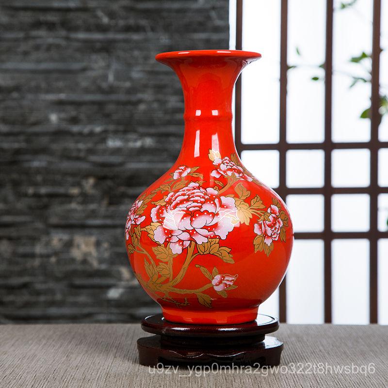 Jingdezhen Gốm Sứ Đỏ Bình Nhỏ Trang Trí Phòng Khách Sắp Xếp Nhỏ Sứ Trang Trí Đám Cưới Nhà Trang Trí Nội Thất