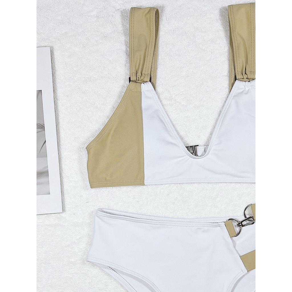 [BKN1607] &lt;ÂU&gt; SET BIKINI TRẮNG MIX BE BASIC CUTOUT HÔNG