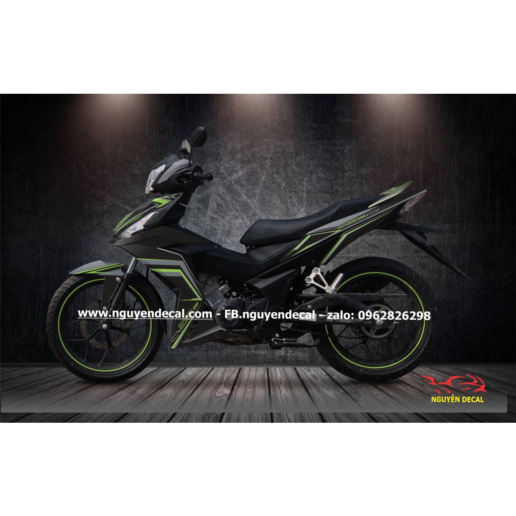 Tem trùm xe winner speed đen xanh xám