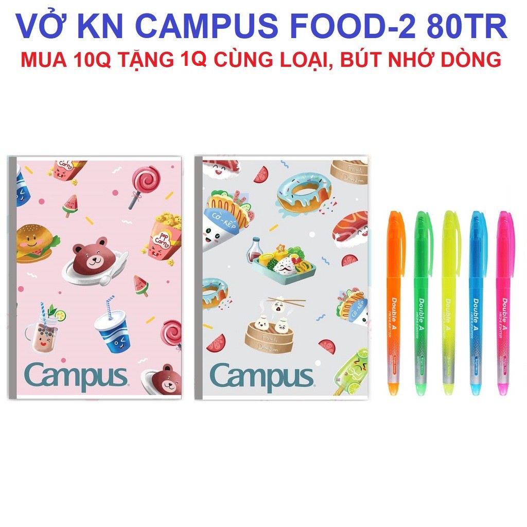 [GIAO HỎA TỐC] Vở KN Campus FOOD-2 80 trang - Mua 10 tặng 1, bút nhớ dòng