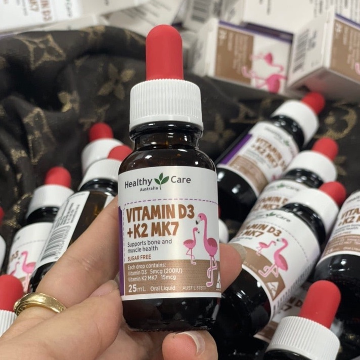 Vitamin D3 + K2 MK7 Healthy Care, Úc, Lọ 25ml, hỗ trợ tăng chiều cao cho bé