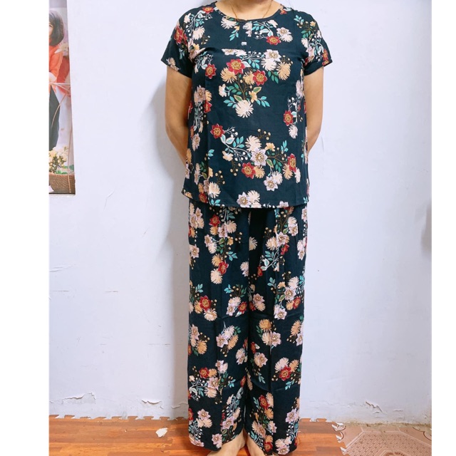 Bộ lanh lụa quần dài cho mẹ