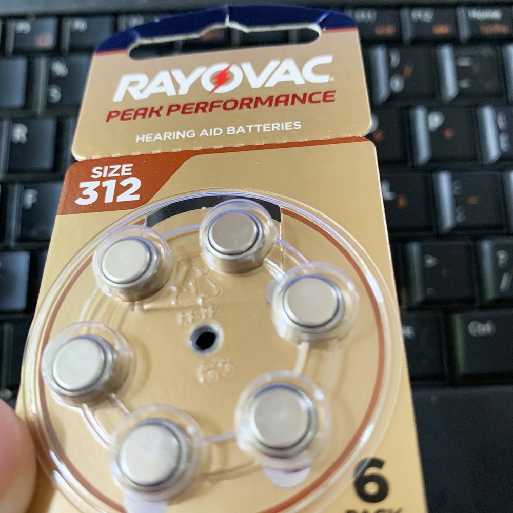 Pin máy trợ thính A312 312 PR41 AG3 Rayovac chính hãng - Vỉ 6 viên