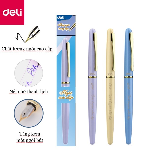 Bút máy học sinh Deli Q898 - Thiết kế trẻ trung, ngòi bút chất lượng cao, màu sắc hiện đại - Có hộp riêng kèm ngòi CQ898
