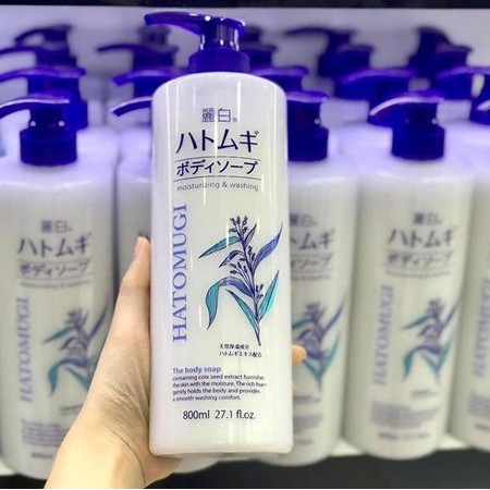 Sữa Tắm Dưỡng Ẩm, Trắng Da Hạt Ý Dĩ Hatomugi Moisturizing Washing 800ml Nhật Bản