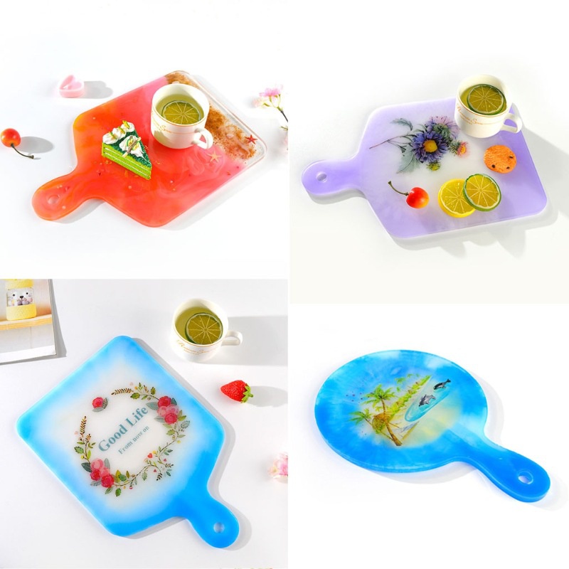 1 khuôn silicone làm khay đựng trái cây hình chữ nhật/tròn DIY
