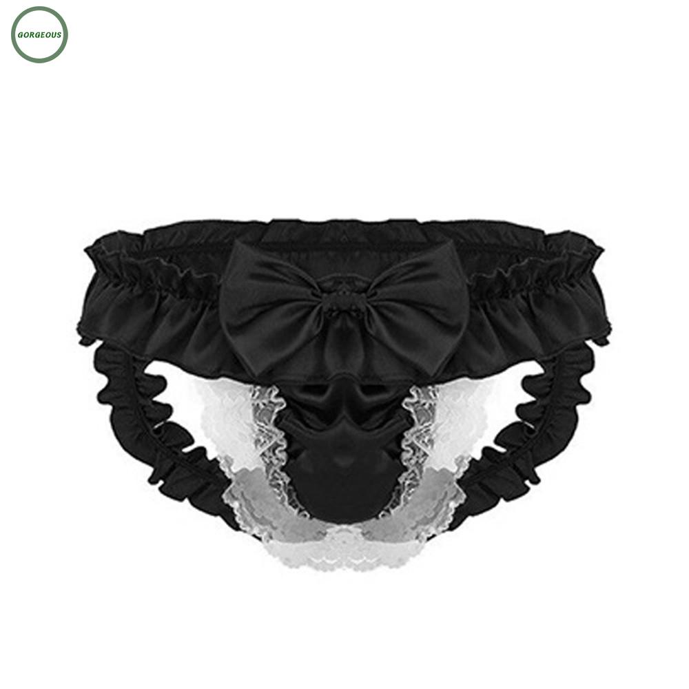 Quần lót lọt khe vải satin phối ren xuyên thấu quyến rũ dành cho nam