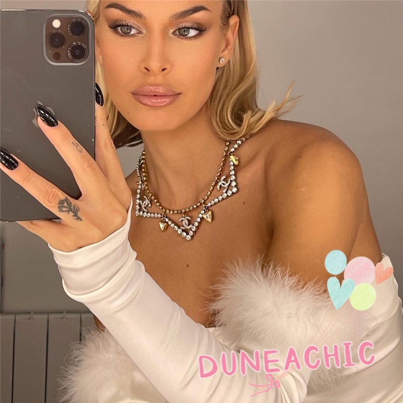 DUNEA Đầm trễ vai tay dài phối lông vũ thời trang quyến rũ cho nữ
