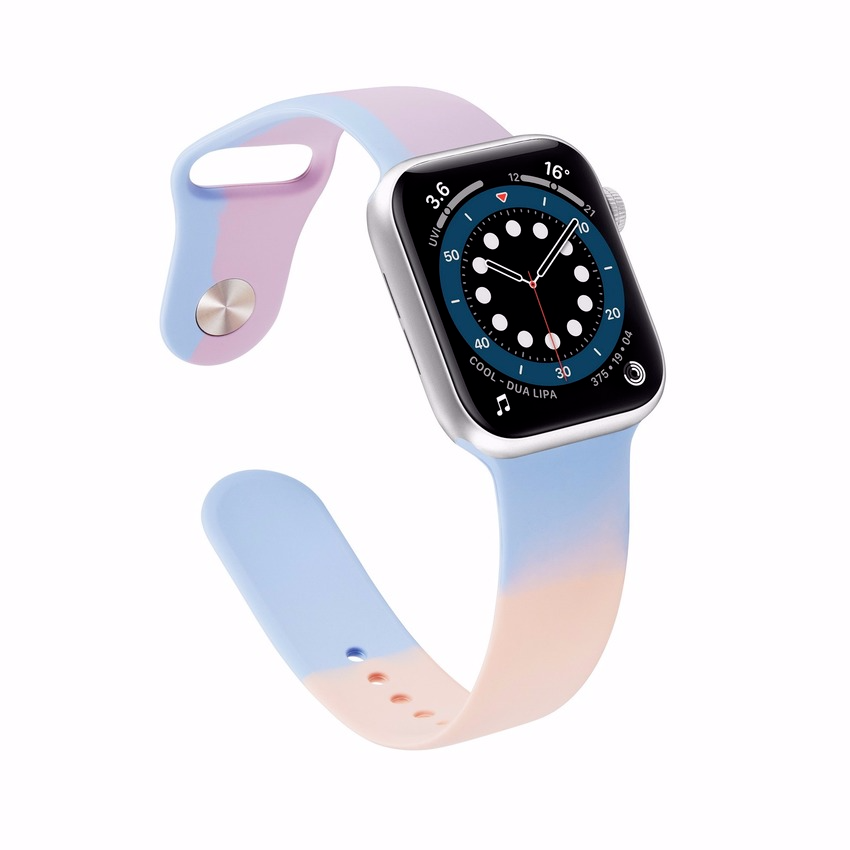 Dây đeo đồng hồ thông minh thay thế bằng silicon cho Apple Watch Series 7 6 SE 5 4 3 2 1 44mm 40mm 42mm 38mm