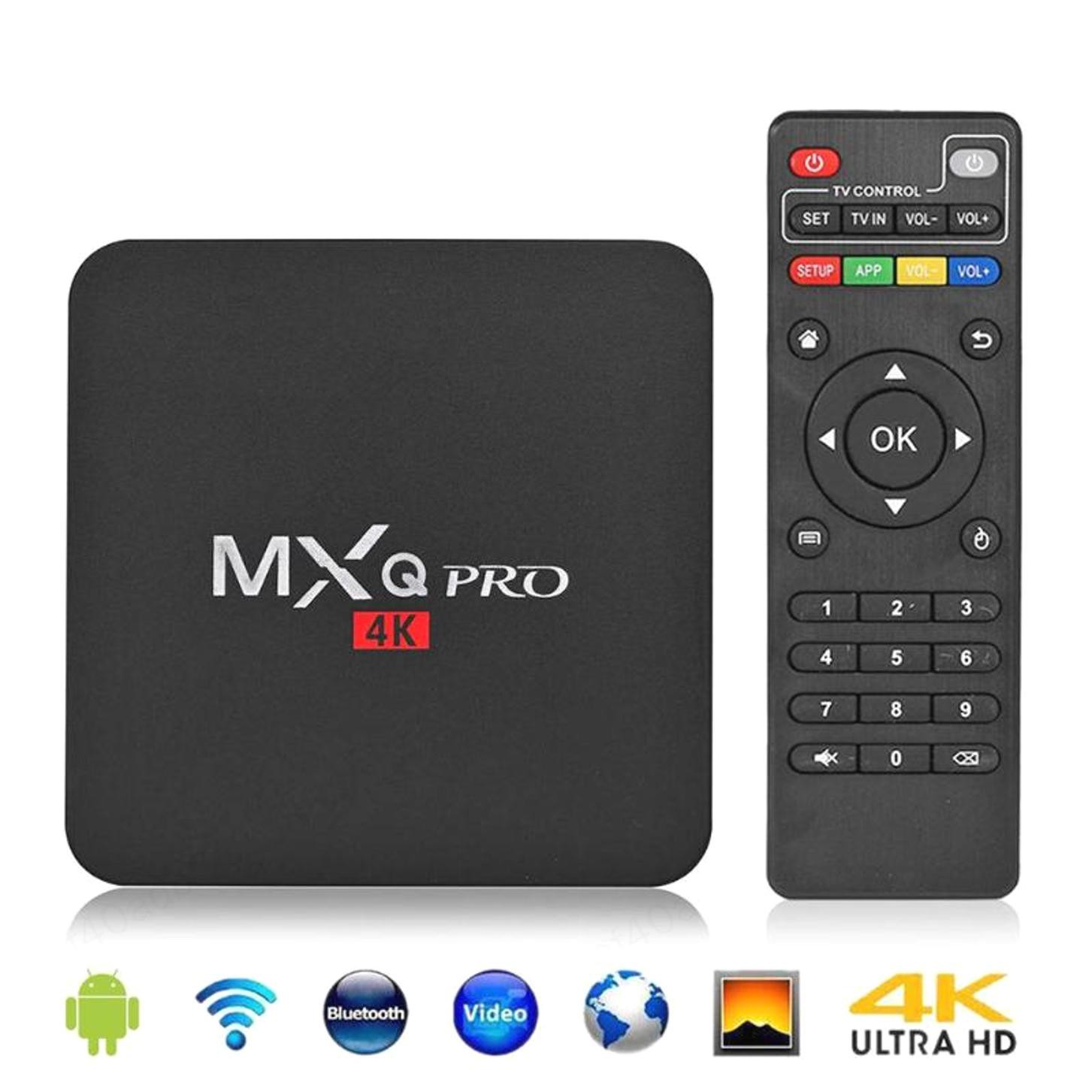 Đầu Mxq Pro Plus Android 7.1 Quad Core 4g 1g / 8g 2.4g Wiiu Bt4.0