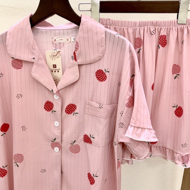 Pijama Mặc Nhà, Bộ Ngủ Nữ Cotton Ngắn Tay Trắng và Hồng Siêu Xinh CCCP02